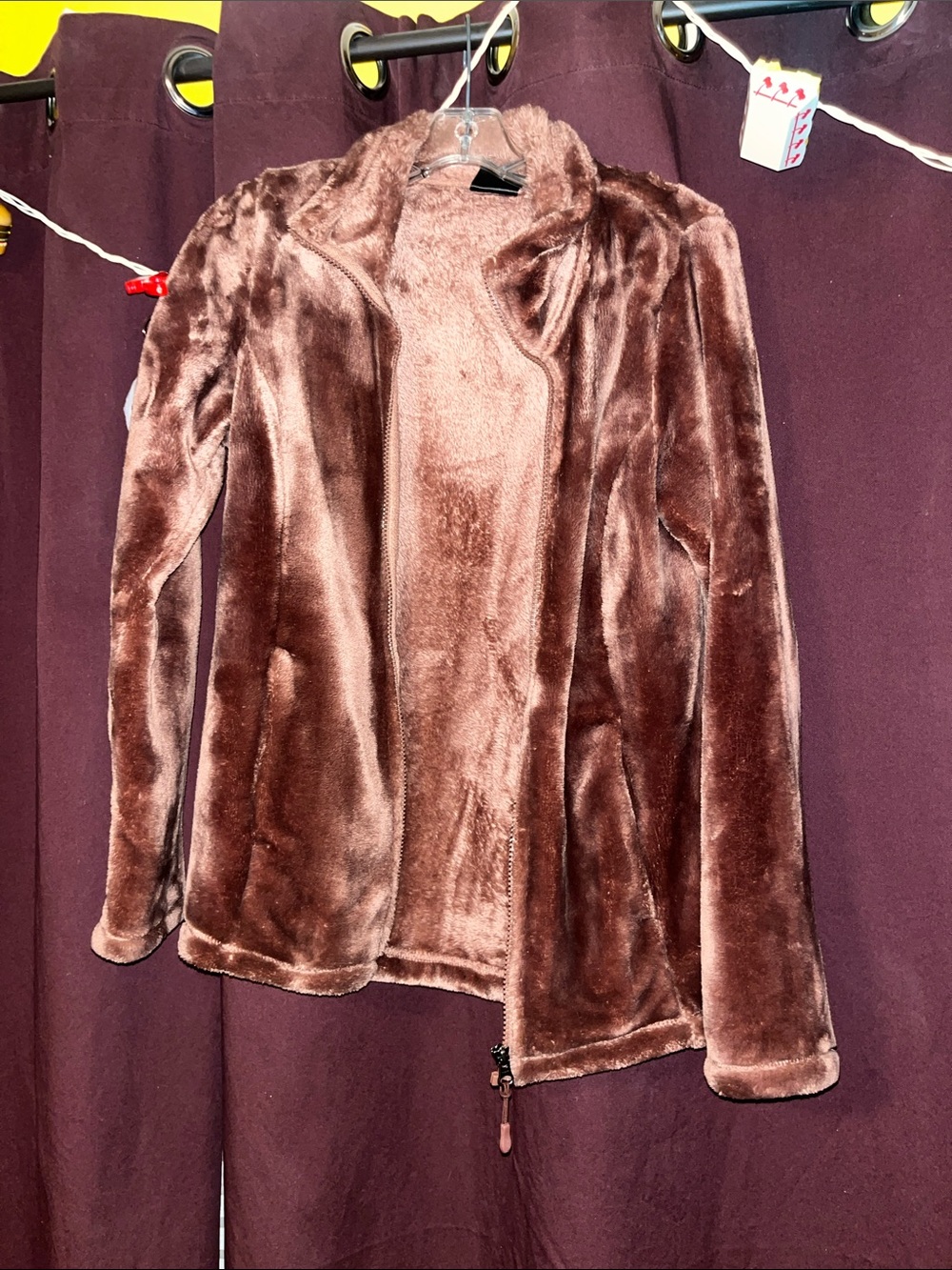 32 Degrees Plush Zip-Up Teddy Jacket in Brown